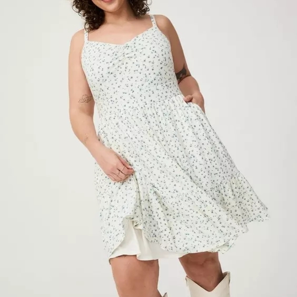 Torrid White Floral Midi Dress Size 2 Tie Back